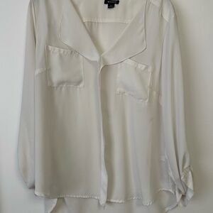 I Heart Ronson Cream Blouse with Sailor Collar and Relaxed Fit